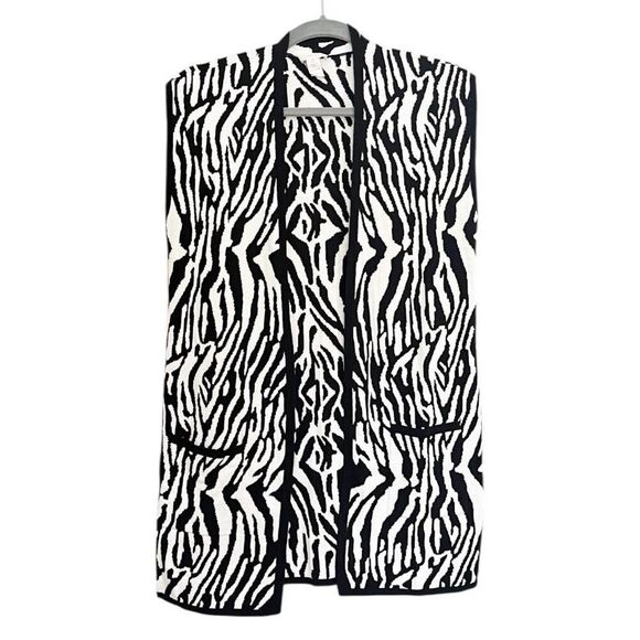 Chicos Zebra Knit Vest Size 0 Black White - Picture 2 of 7